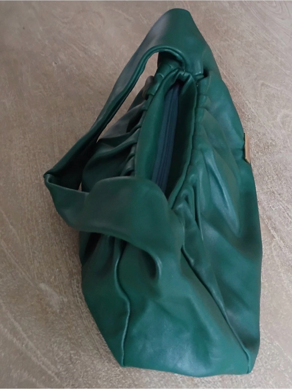 Green Ruched Hobo Bag leather by Nora Yahn - Picture 9 of 10